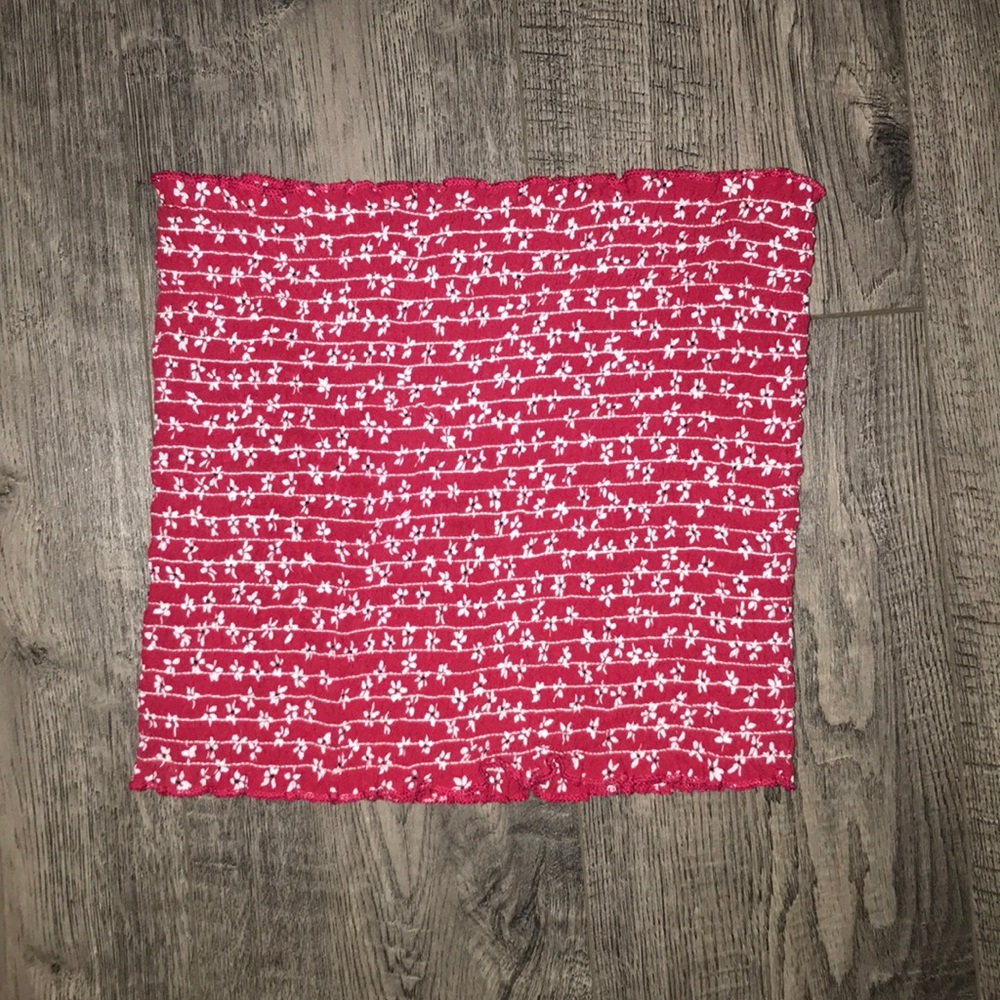Brandy Melville Red Flowery Tube Top - Picture 3 of 5